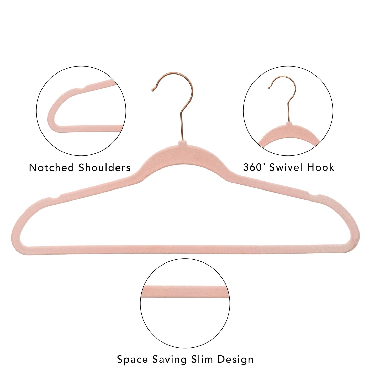 Non-Slip Velvet Clothes Hangers, 100 Pack, Pink