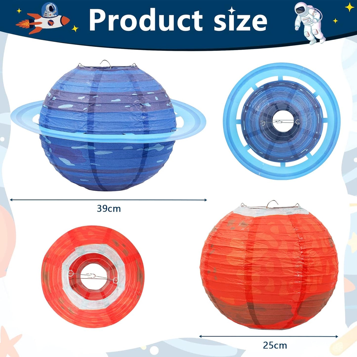 Planet Paper Lanterns, 10 PCS Outer Space Party Decorations, Solar System Planets Lantern for Kids Space Theme Party Birthday Room Decorations (10 Inch)