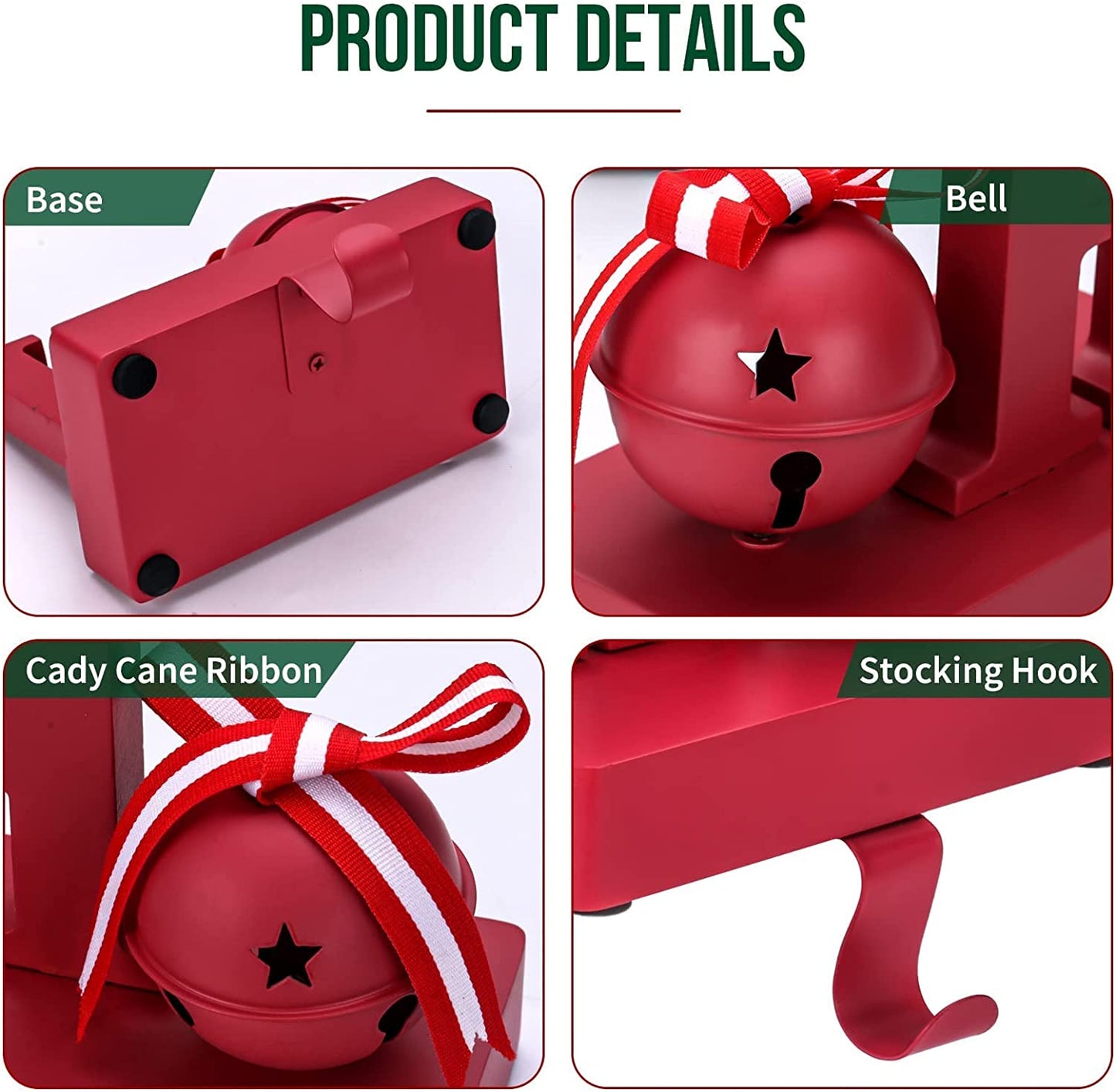 Set Of 3 Red HOHOHO Christmas Stocking Holder