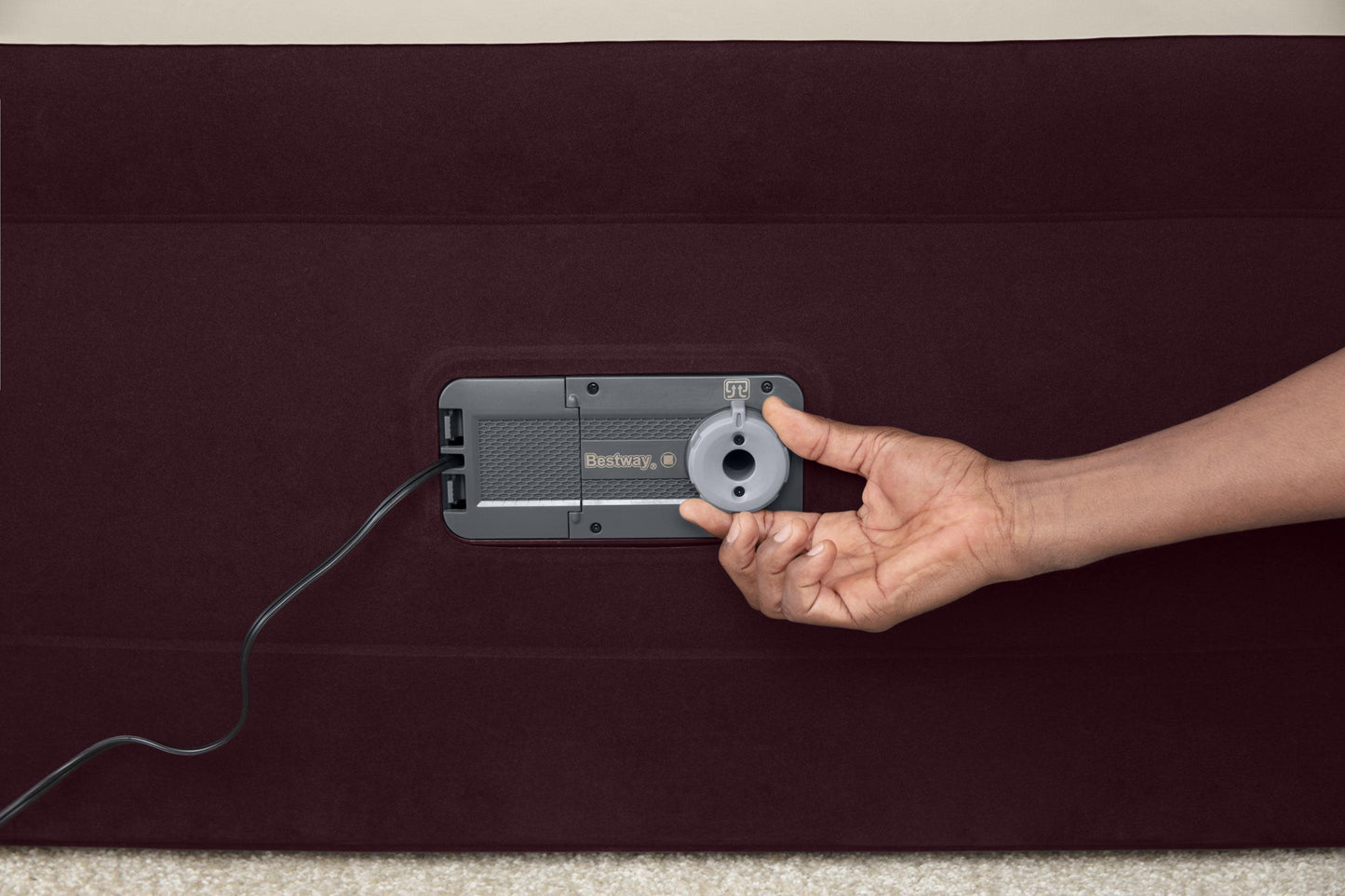 Maroon 20" Queen Air Mattress with Built-in Pump