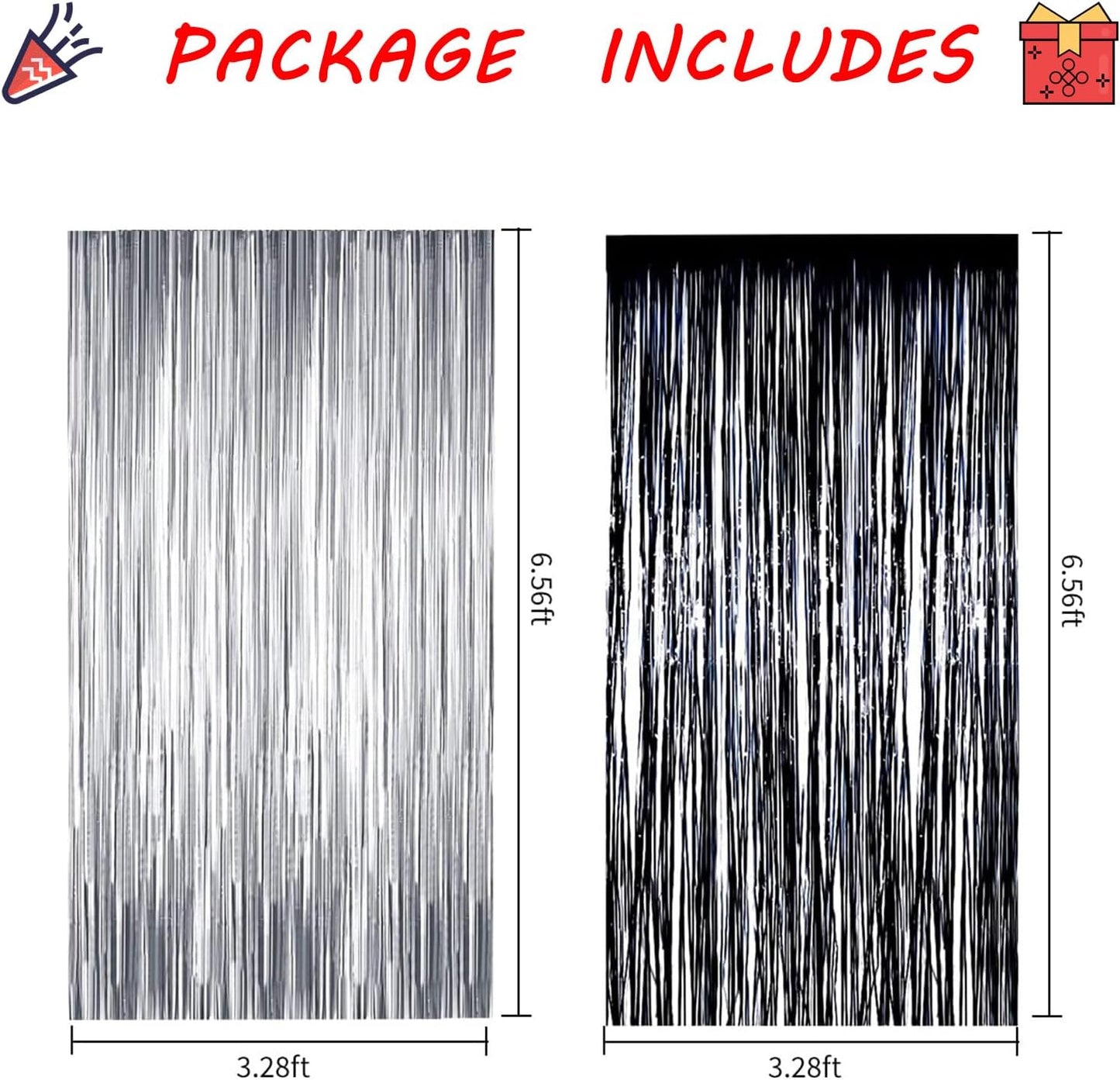 New Years Eve Party Supplies 2024 Black Silver Fringe Curtain Backdrop 2024 Golden Balloons Happy New Year Balloon Garland Arch Kit Happy New Year Decorations