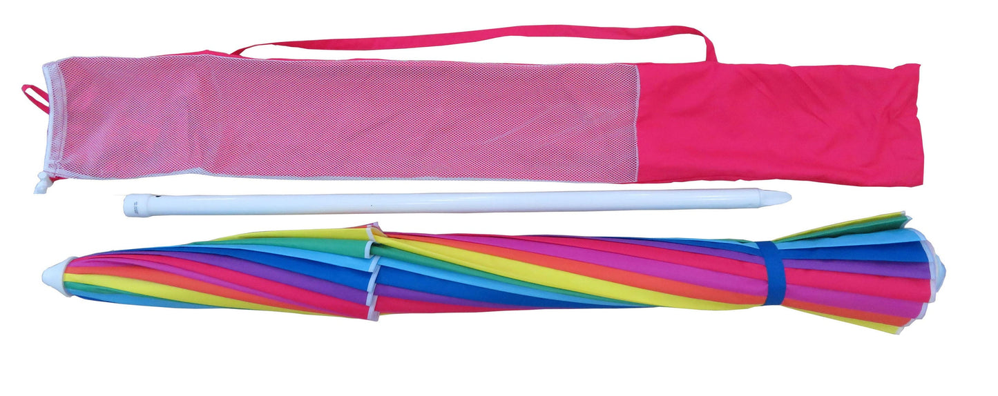 8 ft Beach Umbrella with Tilt, Sun Protection, Rainbow Color