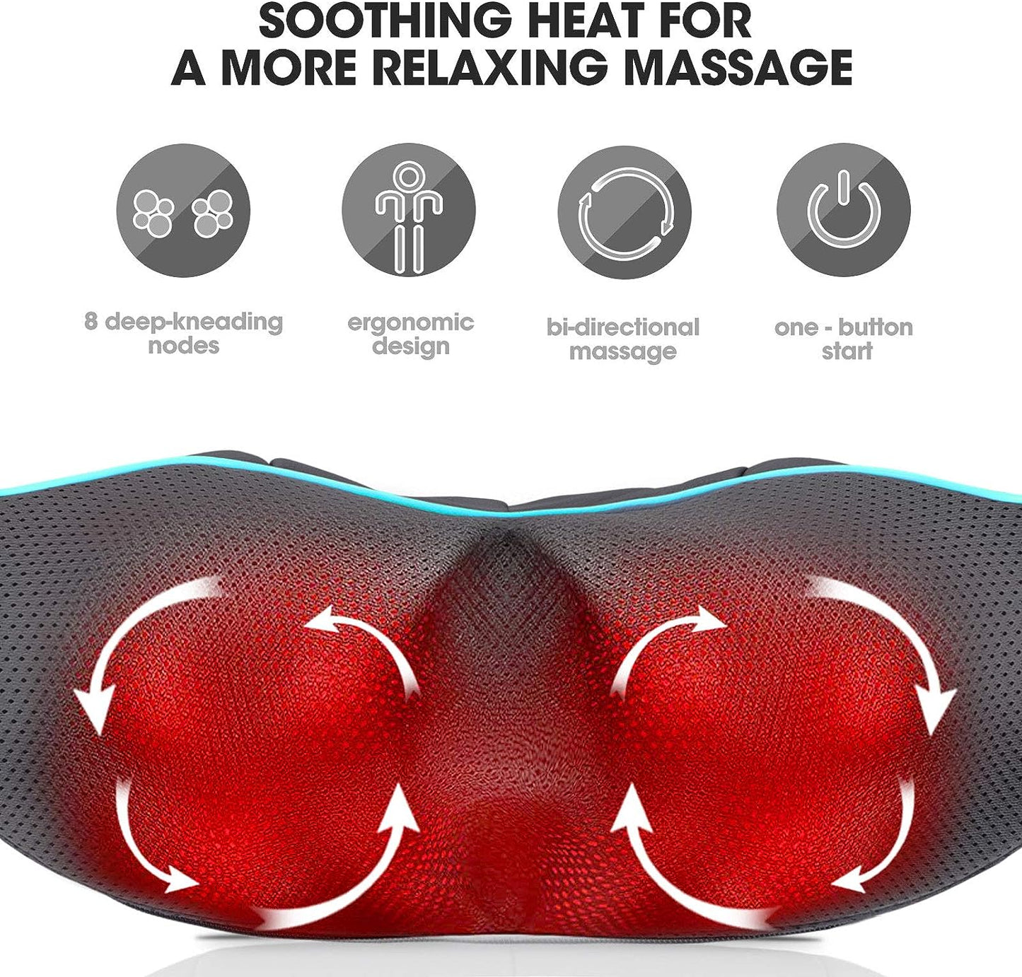 Massager with Heat - Deep Tissue Kneading Electric Back Massage for Neck, Back, Shoulder, Waist, Foot - Shiatsu Full Body Massage, Relax Gift for Her/Him/Friend/Dad/Mom