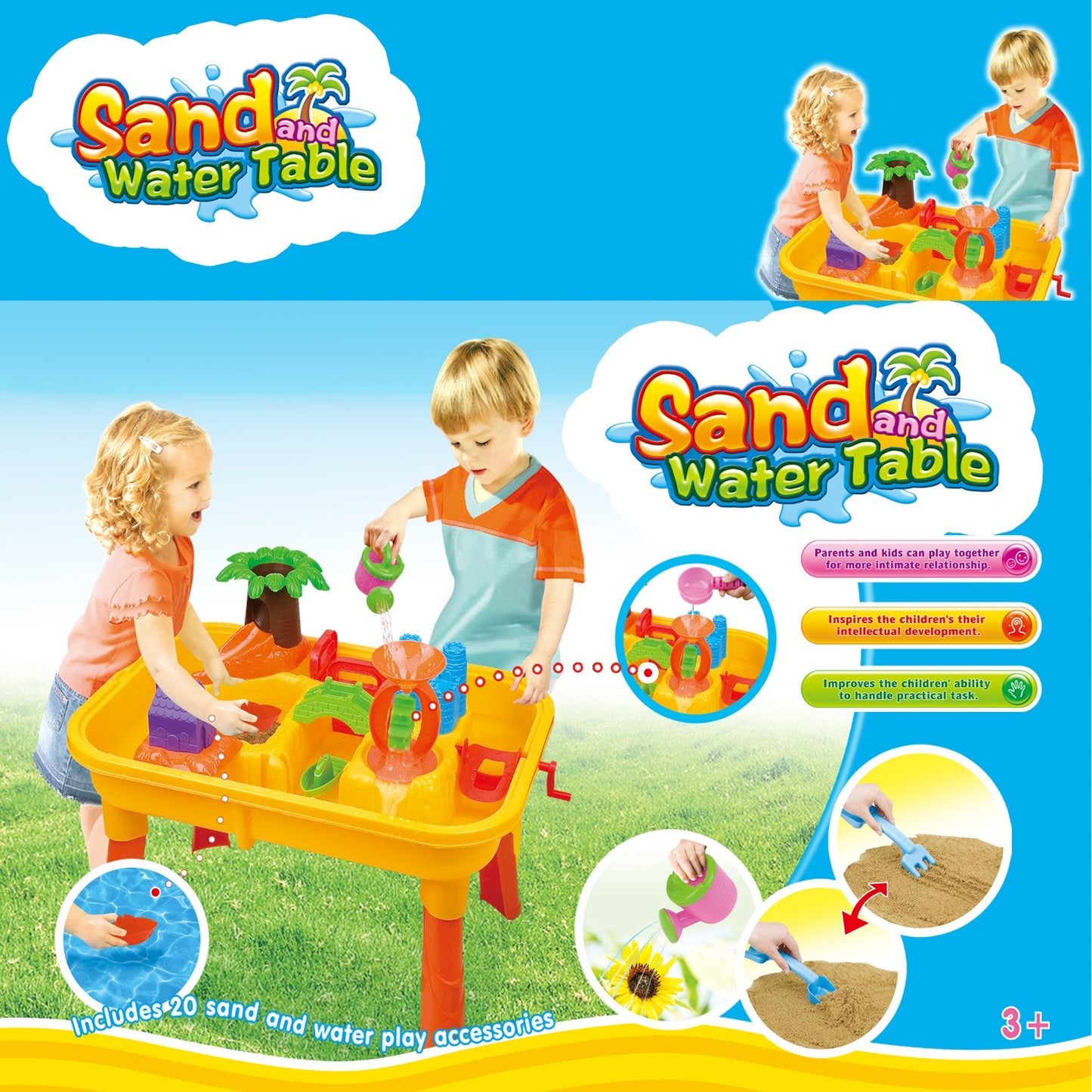 Kids Play Sand & Water Table 2 in 1 Summer Beach Toys