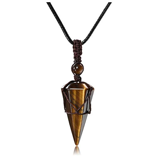 Healing Crystal GemStone Pointed Pendant Necklaces for Men/Women