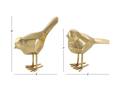 Large Modern Style Metallic Gold Bird Figurines Table Decoration | Set of 2