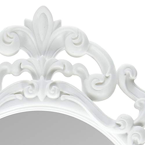 Oval Vintage Wall Mirror, White, 11.5 x 15 Inch