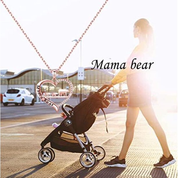 Mama Bear Necklace Perfect Gift for Wife/ Mom Mother's Day Gift- Rose Gold_2