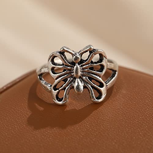 Cool Silver Vintage Gothic Punk Rings Set for Men Girls Women