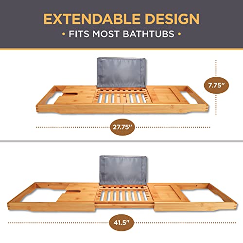Expandable Bamboo  Bath Tub  Caddy Tray