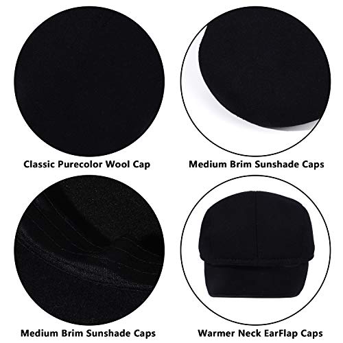 Thick Warm Woolen Beret for Men Solid Color Fold-Down Ear Protection Irish Duckbill Caps
