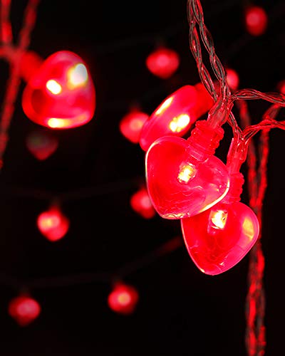 14.5ft 40LED Valentines Day Decorations String Lights, Heart Shape