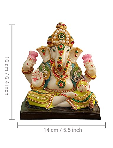 Lord Ganesha Statue Ganesh Idol for Home Décor Temple Table Decoration House Warming Gifting (16 cm X 14 cm)