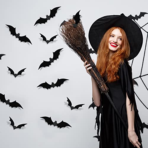 Bat wall Decorations Supplies, 64 Pcs Reusable PVC 3D Black Bats Stickers for Creepy