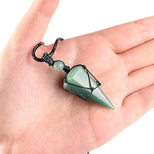 Healing Crystal GemStone Pointed Pendant Necklaces for Men/Women