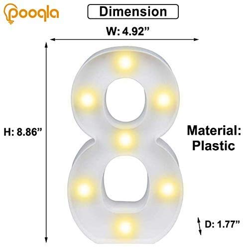 Decorative Led Light Up Numbers -White Plastic Marquee Numbers Battery Operated