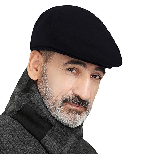 Thick Warm Woolen Beret for Men Solid Color Fold-Down Ear Protection Irish Duckbill Caps