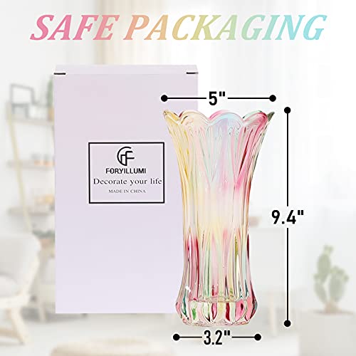 Large Flower Vase Phoenix Tail Shape Thickened Crystal Glass for Home Decor