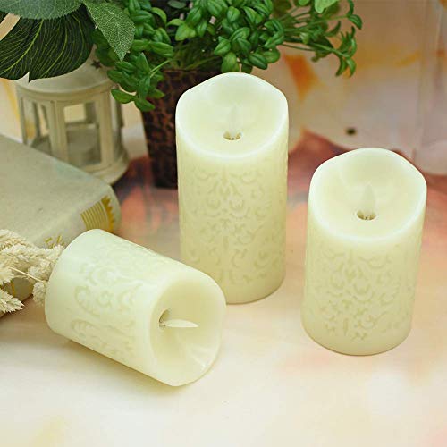 Flickering Flameless Candles, Set of 3 Real Wax Color Changing LED Battery Operated