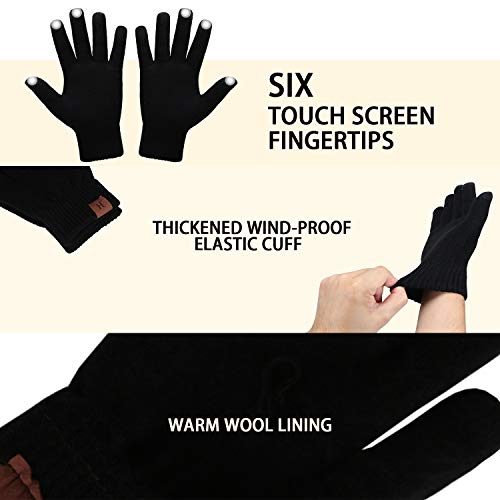 Winter Beanie Hat Scarf Touchscreen Gloves Set for Men & Women