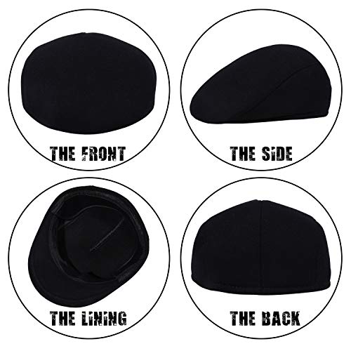 Thick Warm Woolen Beret for Men Solid Color Fold-Down Ear Protection Irish Duckbill Caps