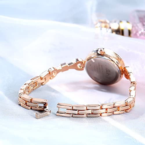 Elegant Rose Gold/Silver Watch & 3 Bracelets Set for Women