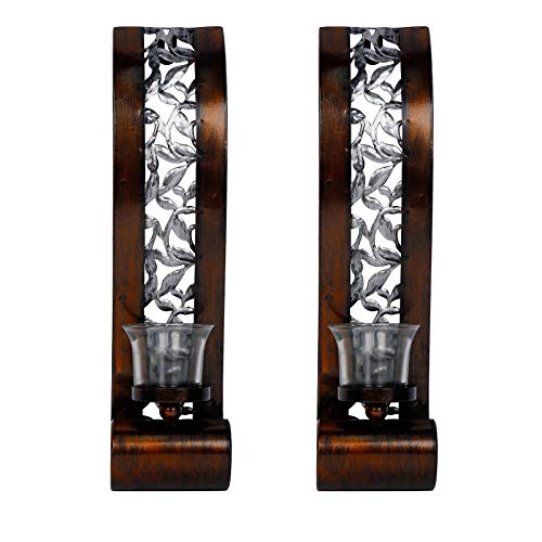 2 Metal Wall Sconce w/ Tea Light Candle Holder Antique Bronze Style Home Decoration