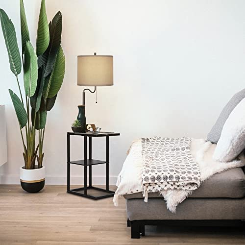 Modern Floor Lamp W/ End Table & USB Charging Port