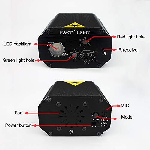 Party Dj Disco Lights, Strobe Stage Light Sound Activated Multiple Patterns Projector
