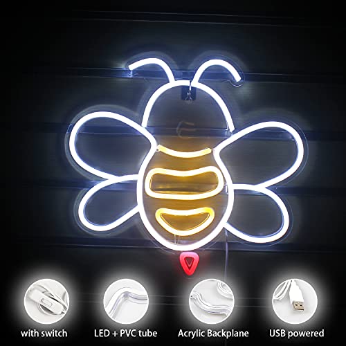 Neon Signs Bee Shaped LED Neon Lights for Wall Decoration