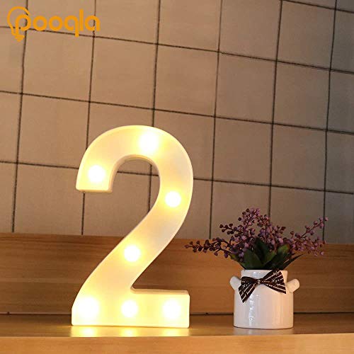 Decorative Led Light Up Numbers -White Plastic Marquee Numbers Battery Operated