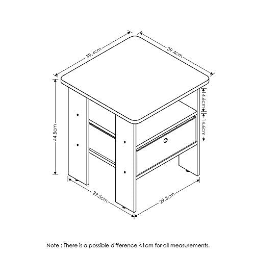 End Table Nightstand w/ Bin Drawer, 1-Pack, Dark Walnut