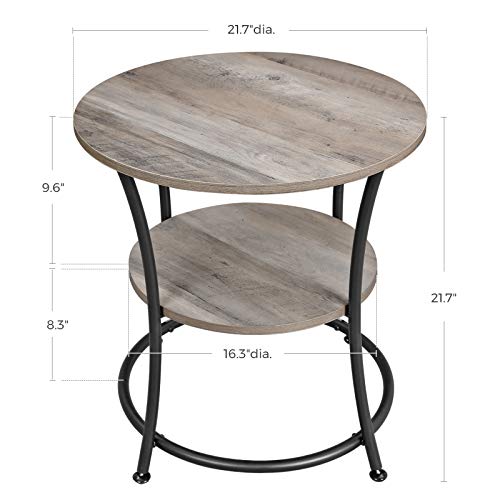 Round End Table with 2 Shelves