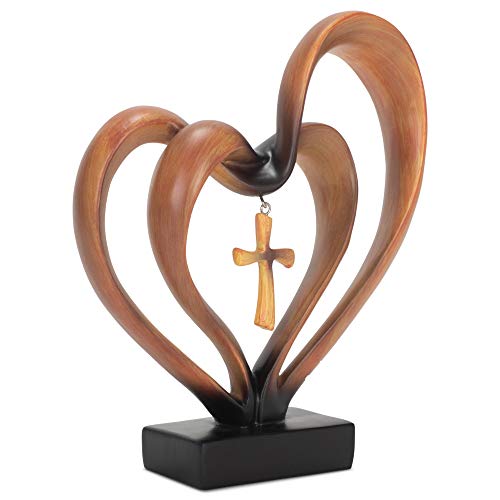 Marriage Takes Three Hearts Matte Silver Finish 13X8 inch Cross in Middle Home Decoration