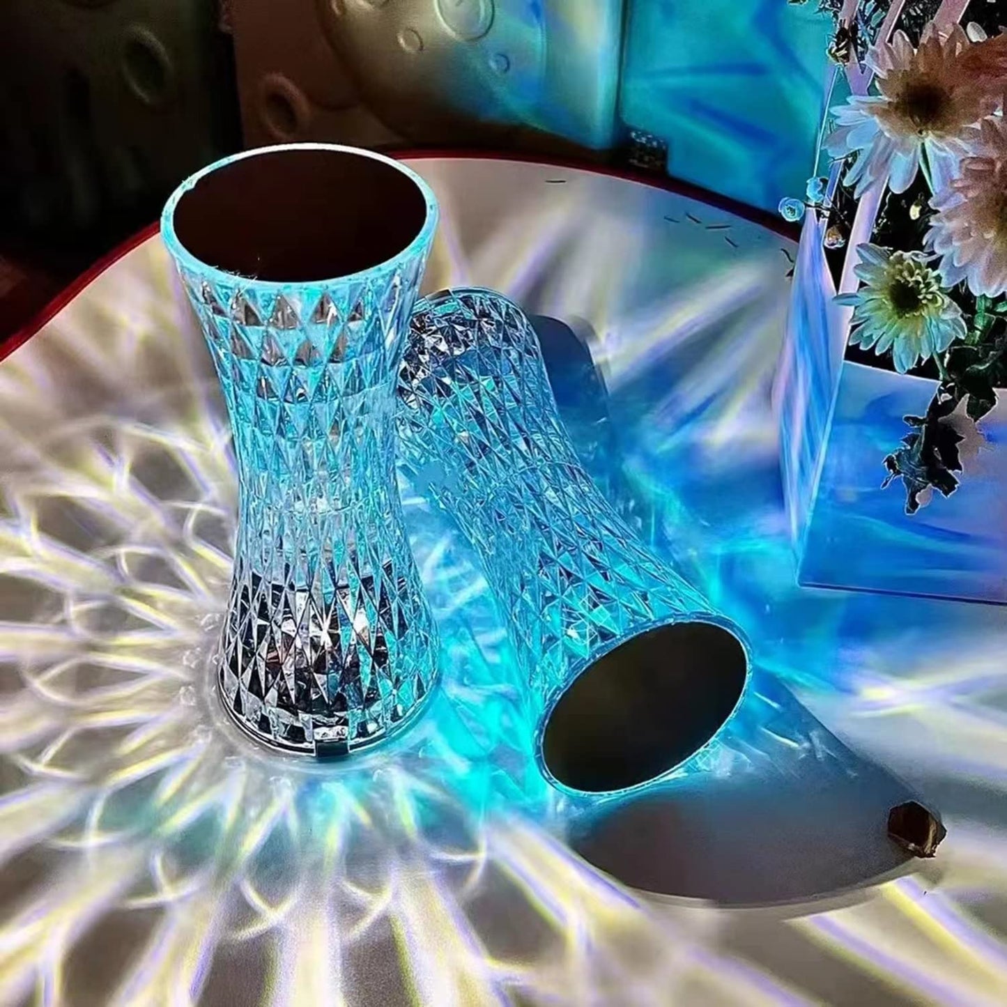 Touch Control Crystal Table Lamp,16 Color Changing Diamond Bedside Lamp,USB