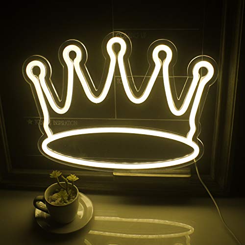 Large Led Crown Neon Light Wall Hanging Lights Art Decoration (White)