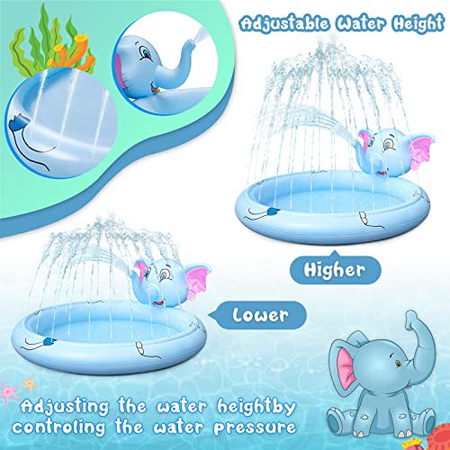 Inflatable Sprinkler Pool for Kids Dog 68" Kiddie Pool Baby Swimming Splash Pad for Learning Water Toys for All Age