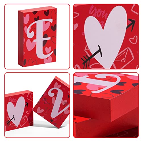 Valentines Day Table Decoration - Wooden Blocks Love Signs