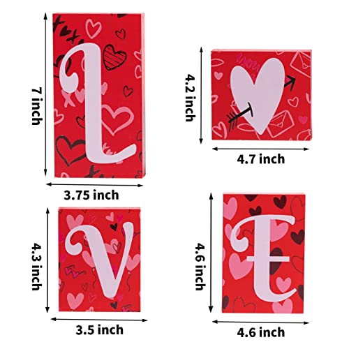Valentines Day Table Decoration - Wooden Blocks Love Signs