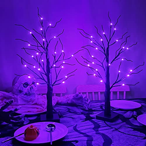 2 Pack Lighted Halloween Willow Tree Decoration w/ Timer