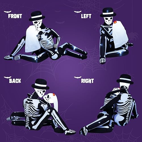 Giant Halloween Inflatables Cuddling Skeleton Couple Lovers Outdoor Decorations, Halloween Blow Up