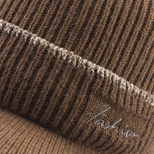 Men's Beanie w/ Visor -Warm Winter Knit Earflaps Hats
