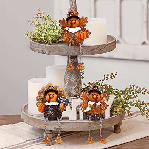 3 Pcs Resin Thanksgiving Turkey Tabletop Centerpieces