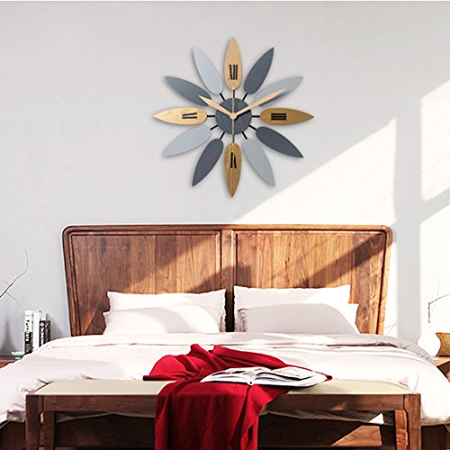 20"  Large Art Silent Ticking Leaf  Wall Clock