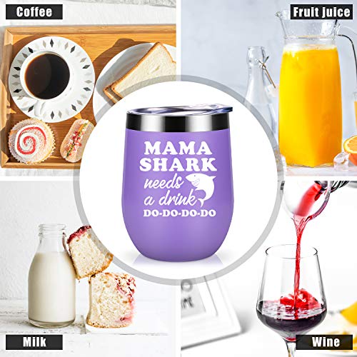 Wine Tumbler Mommy Shark Cup for Mothers Day/Birthday Gift