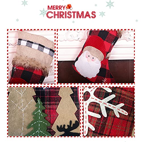 Christmas Stockings Buffalo Red Plaid w/ Soft Faux Fur