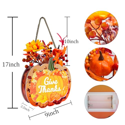 Lighted Halloween Sign Wreath Pumpkin Lantern with Black Maple Leaves with Led Lights Battery