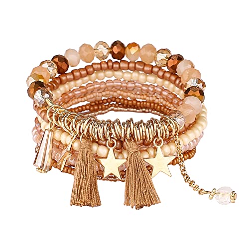 6 sets Handmade Bohemian Multilayer tassels Wrap Bangle Bracelets