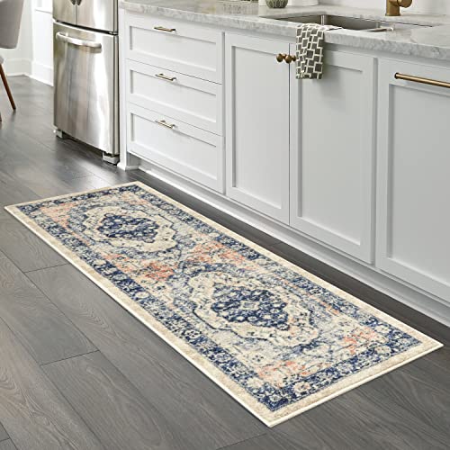 Caprice Boho Non Skid Runner Rug Blue, 2' x 6'
