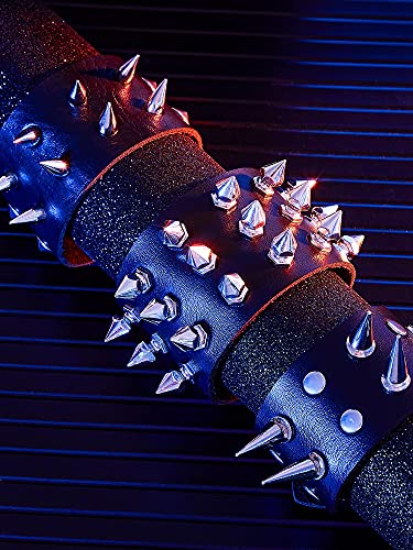 3 Pieces Leather Studded Punk Bracelet for Men/Women